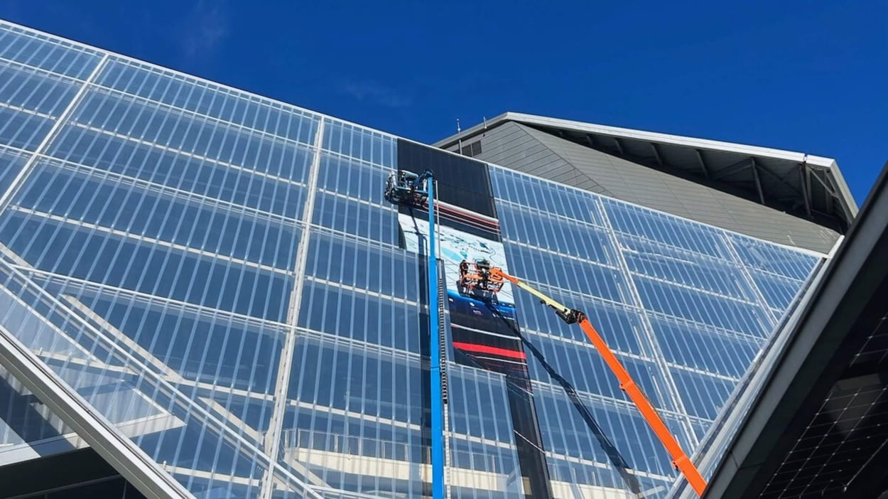 The Mercedes Benz Stadium Building Wrap Marvel