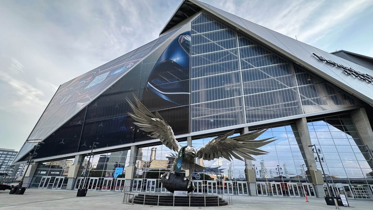 The Mercedes Benz Stadium Building Wrap Marvel
