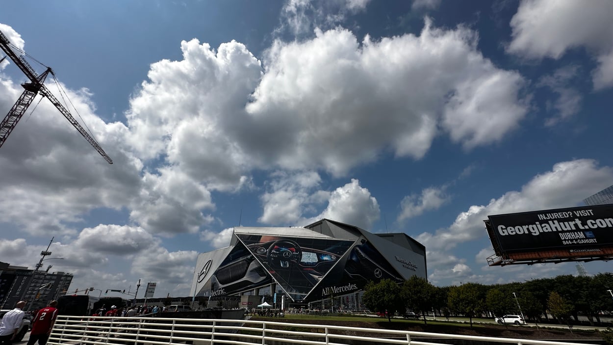 The Mercedes Benz Stadium Building Wrap Marvel