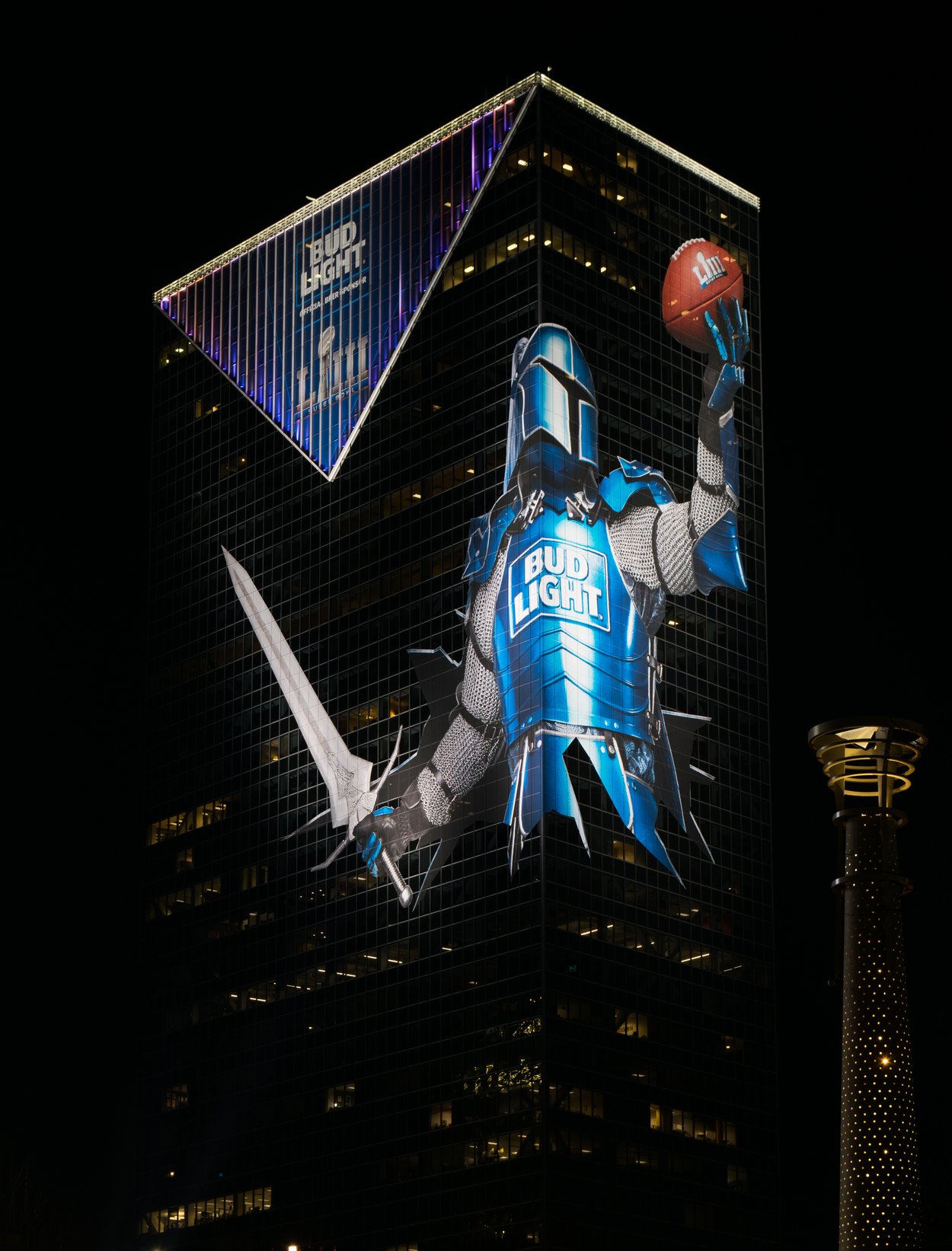 Super Bowl LIII: A City Illuminated by Bud Light’s Graphics